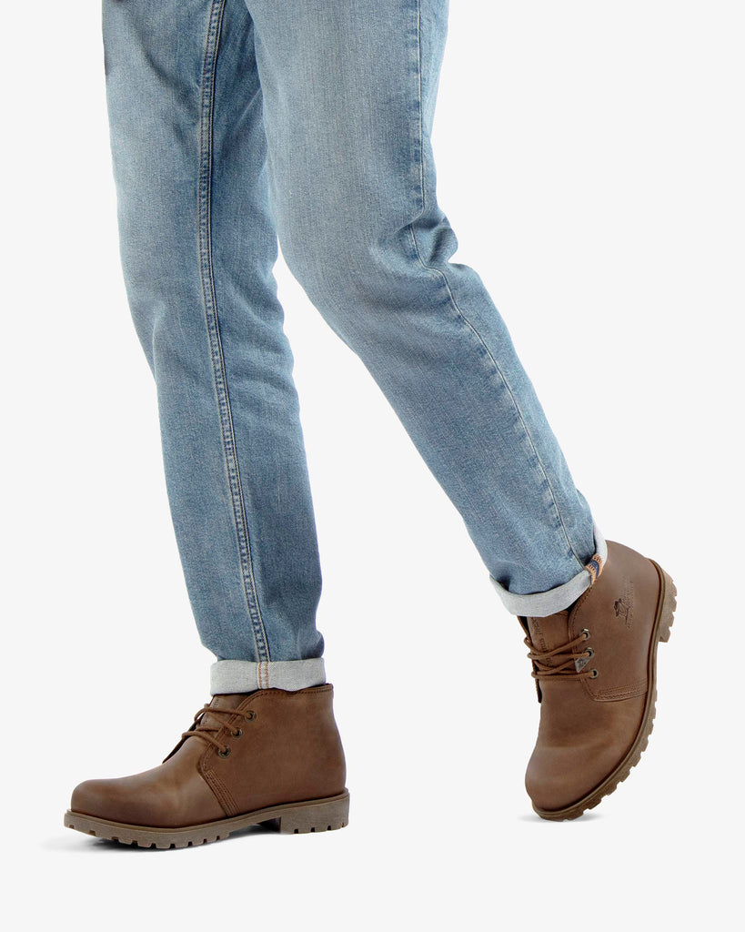 Bota Panama botín de piel con forro interior de piel. cuero