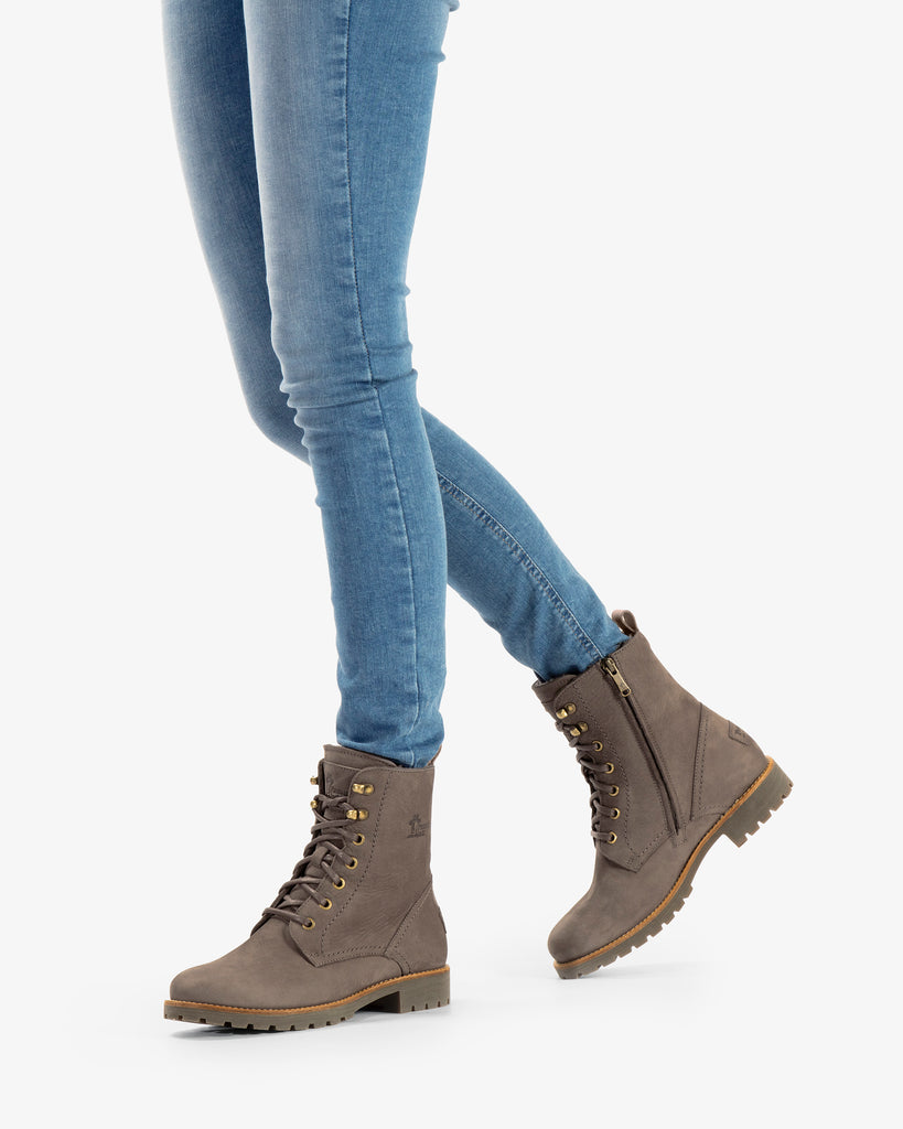 Fara Igloo Trav botas de piel con forro interior de pelo natural. gris