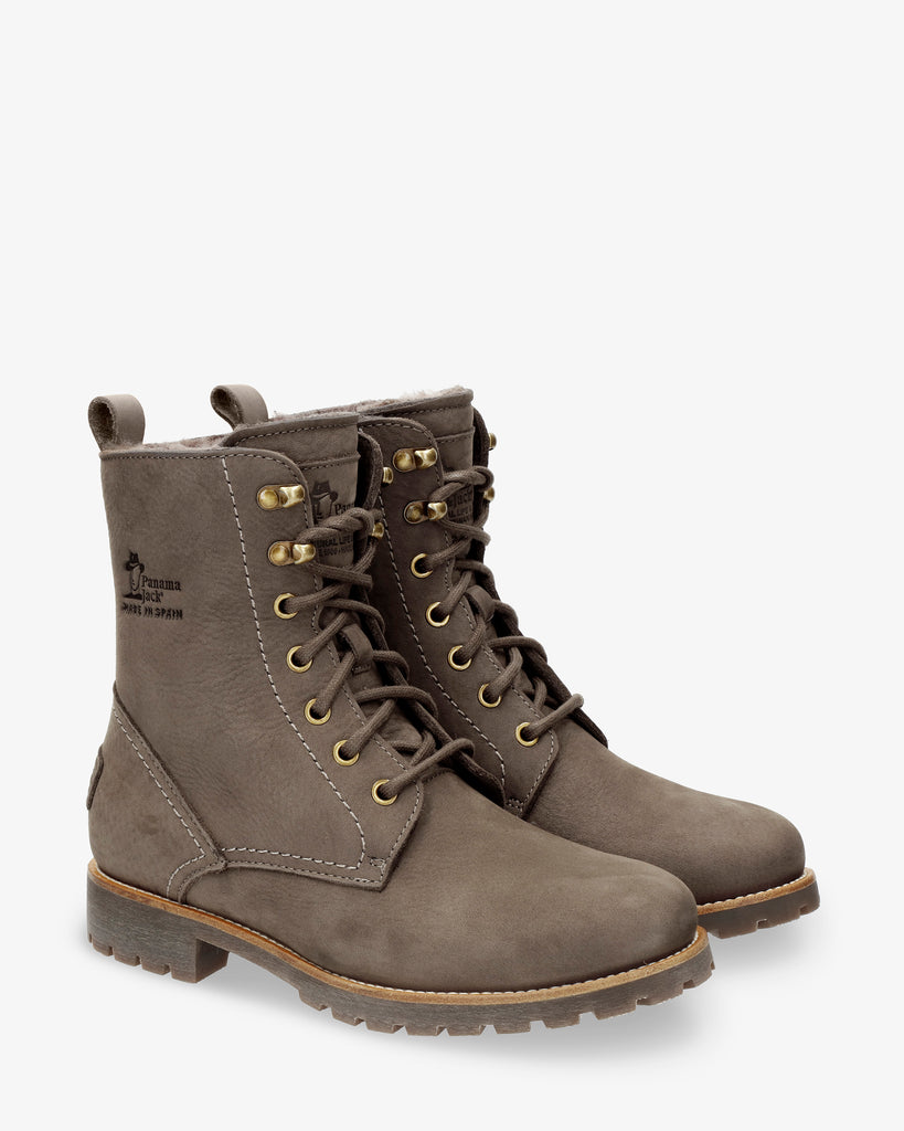 Fara Igloo Trav botas de piel con forro interior de pelo natural. gris