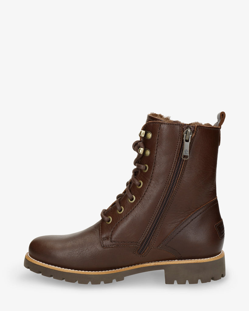 Fara Trav botas de piel con forro interior de pelo. marron