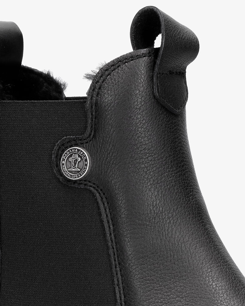 Francesca Igloo botines de piel con forro interior de pelo natural. negro