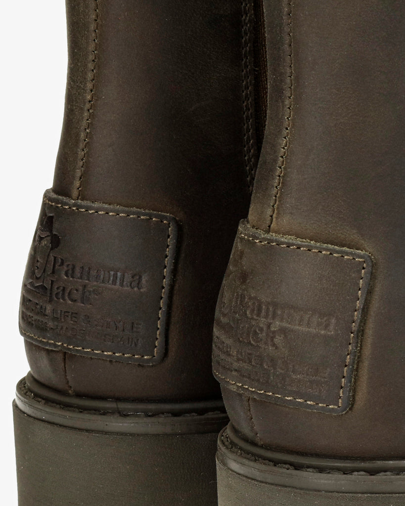 Francesca Igloo botas de piel con forro interior de pelo natural. kaki