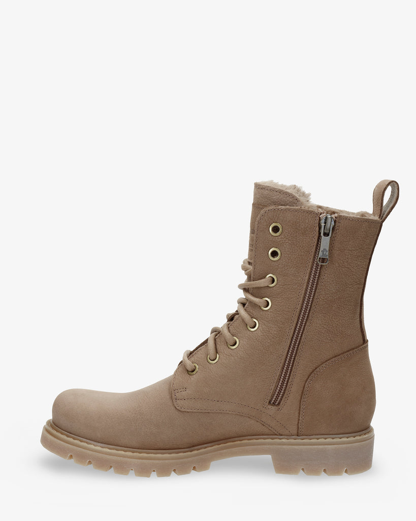 Frisia botas de piel con forro interior de pelo. taupe