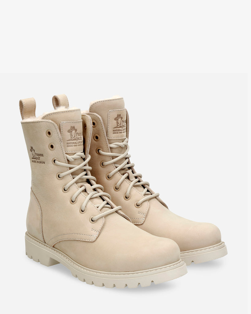 Frisia botas de piel con forro interior de pelo. crudo