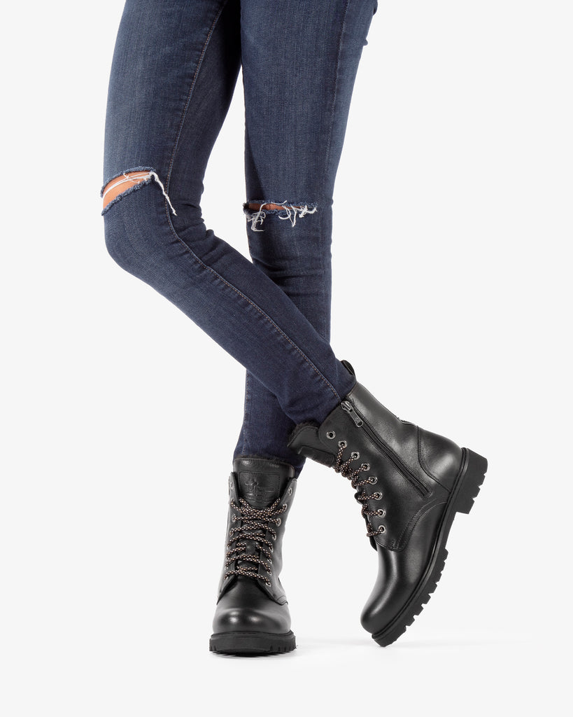 Frisia Igloo botas de piel con forro interior de pelo natural. negro