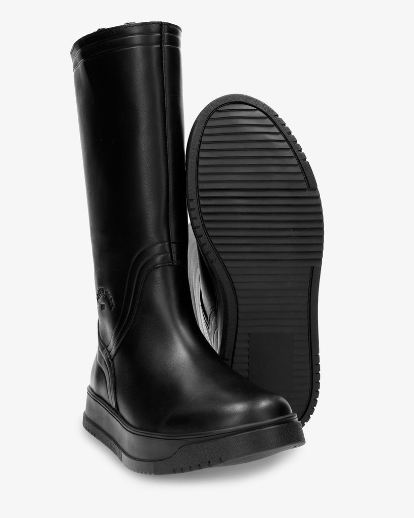 Gisell botas de piel con forro interior de pelo. negro