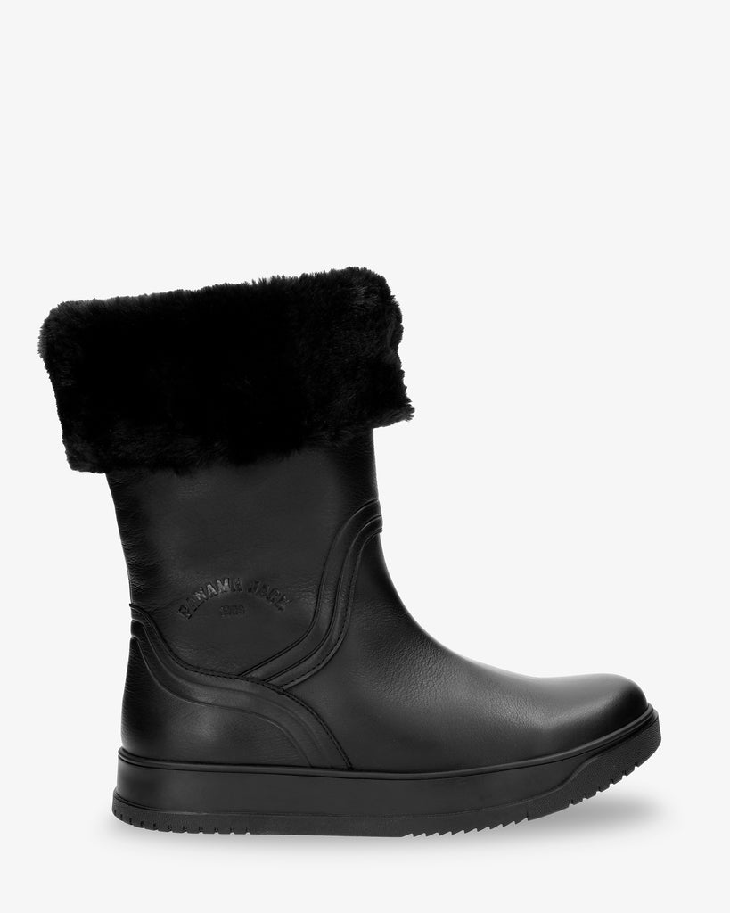 Gisell botas de piel con forro interior de pelo. negro