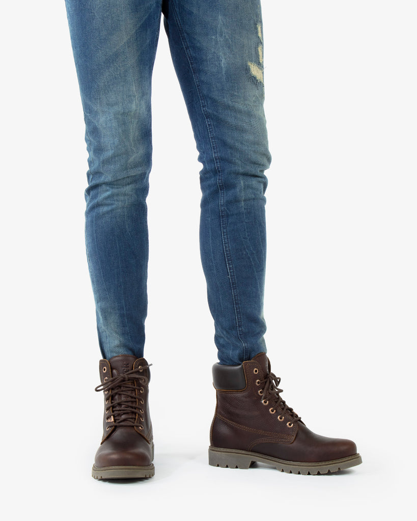 Panama 03 botas de piel con forro interior de piel. castaño