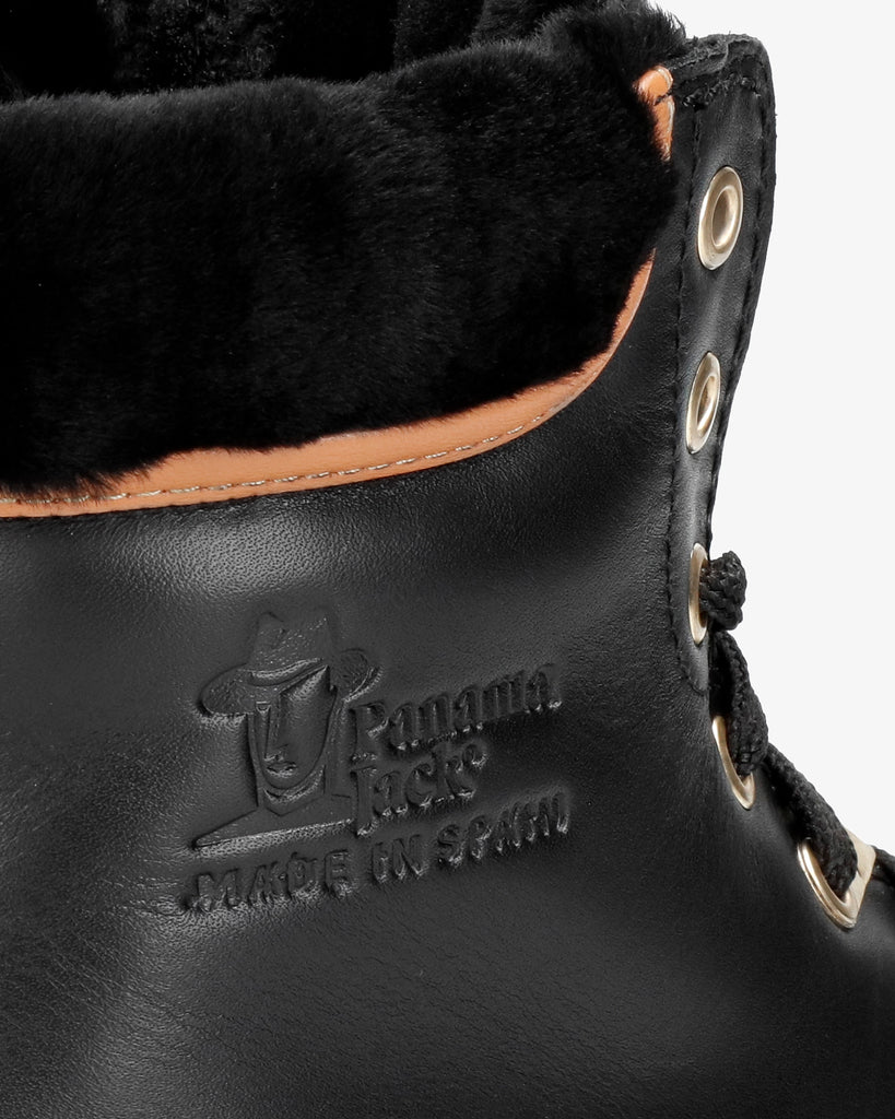 Panama 03 Igloo Trav botas de piel con forro interior de pelo natural. negro