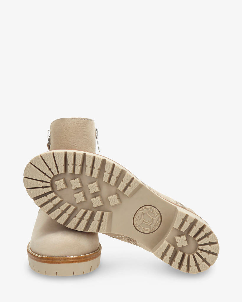 Pauline botín de piel con forro interior de pelo. crudo