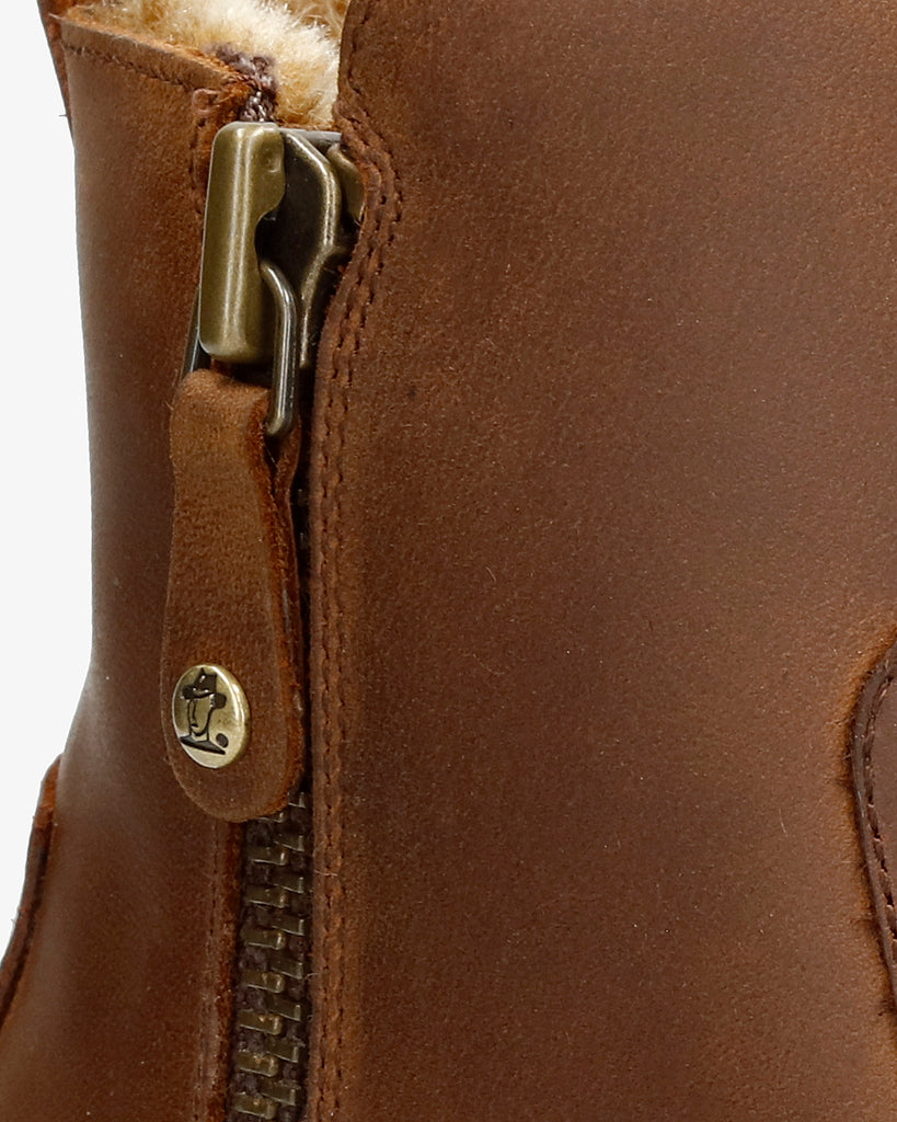 Pauline botines de piel con forro interior de pelo. cuero