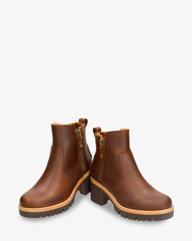 Pauline Igloo botines de piel con forro interior de pelo natural. cuero