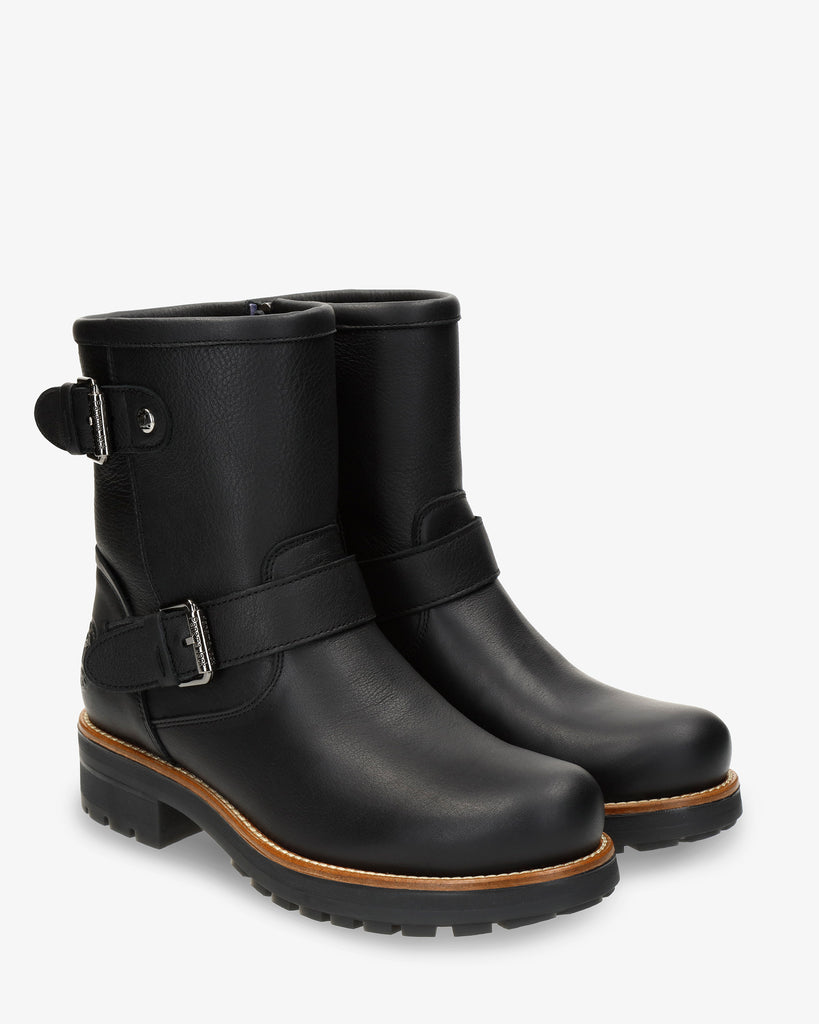 Raily Igloo botas de piel con forro interior de pelo natural. negro